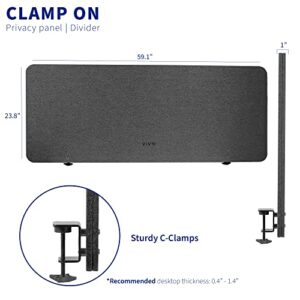 VIVO Clamp-on 60 x 24 inch Privacy Panel, Sound Absorbing Cubicle Desk Divider, Acoustic Partition, Dark Gray, PP-1-V060D