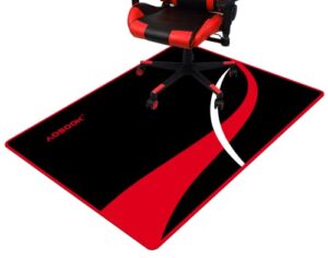 aobook gaming chair mat for hardwood floor, 36″x48″ office chair floor mat for hardwood/tile, large anti-slip floor protector with double-sided tape for home ofice, red