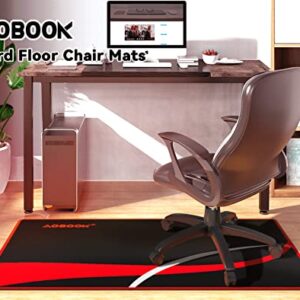 AOBOOK Gaming Chair Mat for Hardwood Floor, 36"x48" Office Chair Floor Mat for Hardwood/Tile, Large Anti-Slip Floor Protector with Double-Sided Tape for Home Ofice, Red