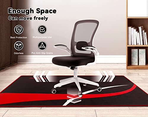 AOBOOK Gaming Chair Mat for Hardwood Floor, 36"x48" Office Chair Floor Mat for Hardwood/Tile, Large Anti-Slip Floor Protector with Double-Sided Tape for Home Ofice, Red