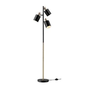 globe electric 67354 67″ 3-light track tree lamp, matte black, matte brass accents, floor lamp for living room, adjustable lamp, home office accessories, home improvement, reading lamp