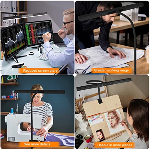 LED Desk Lamp, Eye-Caring Architect Desk Clamp Lamps, 12W Eye Caring Led Workbench Office Lighting-3 Modes 6 Brightness and Stepless Dimming Desk Lamp for Monitor Studio Reading