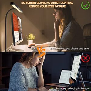 LED Desk Lamp, Eye-Caring Architect Desk Clamp Lamps, 12W Eye Caring Led Workbench Office Lighting-3 Modes 6 Brightness and Stepless Dimming Desk Lamp for Monitor Studio Reading