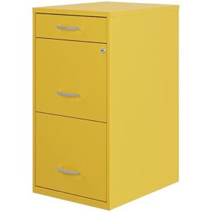 hirsh industries space solutions 18″ d 3 drawer metal organizer file cabinet yellow/goldfinch