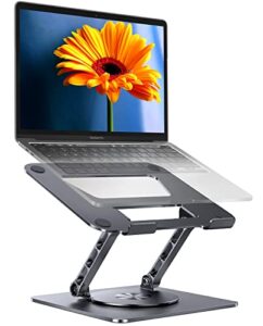 aoevi laptop stand for desk, adjustable laptop stand with 360 rotating base foldable laptop riser compatible with macbook pro/air notebook up to 16 inches, grey