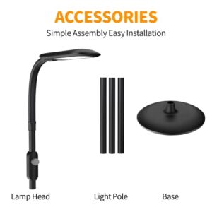 Ferrawel LED Floor Lamp Modern Standing Lamp with Adjustable Gooseneck Stepless Dimming Standing Pole Light Bright Reading Tall Lamp with Memory Funtion for Living Room Bedroom Office