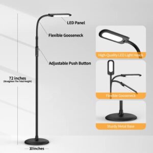 Ferrawel LED Floor Lamp Modern Standing Lamp with Adjustable Gooseneck Stepless Dimming Standing Pole Light Bright Reading Tall Lamp with Memory Funtion for Living Room Bedroom Office