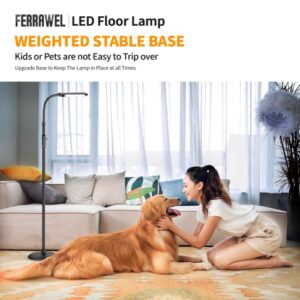 Ferrawel LED Floor Lamp Modern Standing Lamp with Adjustable Gooseneck Stepless Dimming Standing Pole Light Bright Reading Tall Lamp with Memory Funtion for Living Room Bedroom Office