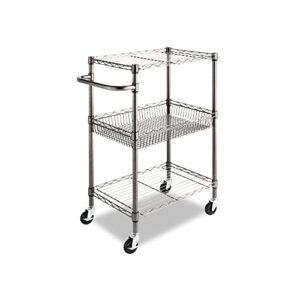 alera 3-tier wire rolling cart, 3-tier wire rolling cart,28w x 16d x 39h, black anthracite