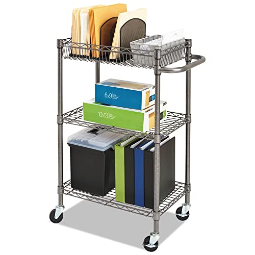 Alera 3-Tier Wire Rolling Cart, 3-Tier Wire Rolling Cart,28w x 16d x 39h, Black Anthracite