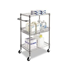 Alera 3-Tier Wire Rolling Cart, 3-Tier Wire Rolling Cart,28w x 16d x 39h, Black Anthracite