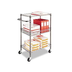 Alera 3-Tier Wire Rolling Cart, 3-Tier Wire Rolling Cart,28w x 16d x 39h, Black Anthracite