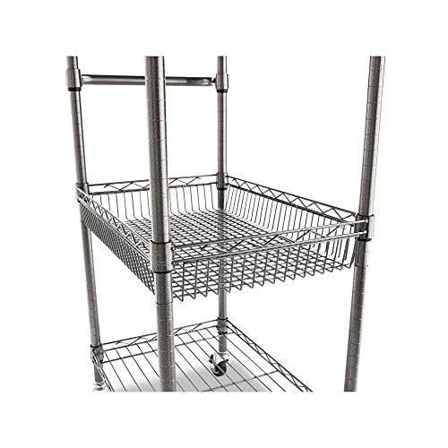 Alera 3-Tier Wire Rolling Cart, 3-Tier Wire Rolling Cart,28w x 16d x 39h, Black Anthracite