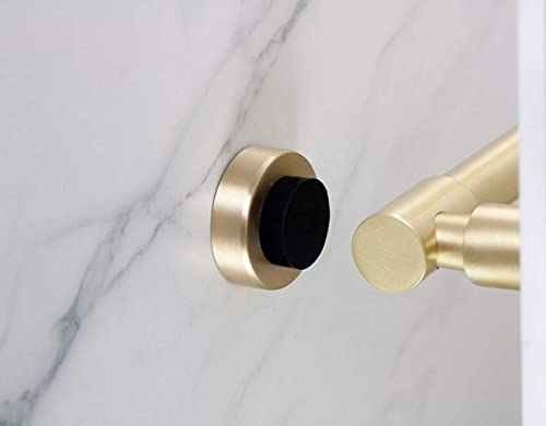 EVI | Wall Mounted Doorstop | Natural Silicone | Adhesive or Screw Installation | Brass Matte | Mod. I-254 (Brass Matte - Black Rubber)