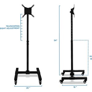 Mount-It! Mobile TV Stand with Locking Wheels | Adjustable Height Rolling Cart for 13" - 42" Flat Panel LCD LED Screens | VESA Compatible up to 200mm | Black