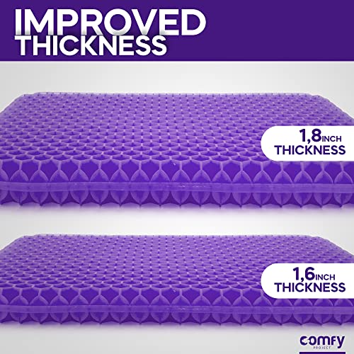 Gel Seat Cushion for Long Sitting - Purple Seat Cushion for Office Chair- Egg Crate Cushion for Pressure Relief and Back Pain - Cooling Double Gel Seat Cushion for Car, Wheelchair, Computer Chair