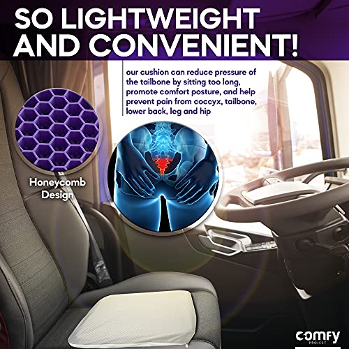 Gel Seat Cushion for Long Sitting - Purple Seat Cushion for Office Chair- Egg Crate Cushion for Pressure Relief and Back Pain - Cooling Double Gel Seat Cushion for Car, Wheelchair, Computer Chair