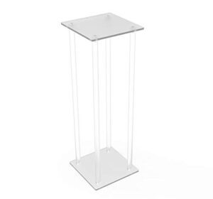 9 l x 9 w x 24″ tall clear acrylic riser transparent plexiglass pedestal table display podium glorifier riser stand centerpiece flower sculputure merchandise lamp book stand 10043