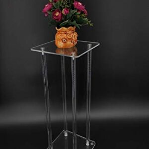 9 L X 9 W X 24" Tall Clear Acrylic Riser Transparent Plexiglass Pedestal Table Display Podium Glorifier Riser Stand Centerpiece Flower Sculputure Merchandise Lamp Book Stand 10043