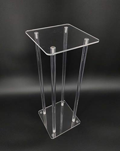 9 L X 9 W X 24" Tall Clear Acrylic Riser Transparent Plexiglass Pedestal Table Display Podium Glorifier Riser Stand Centerpiece Flower Sculputure Merchandise Lamp Book Stand 10043