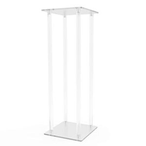 9 L X 9 W X 24" Tall Clear Acrylic Riser Transparent Plexiglass Pedestal Table Display Podium Glorifier Riser Stand Centerpiece Flower Sculputure Merchandise Lamp Book Stand 10043