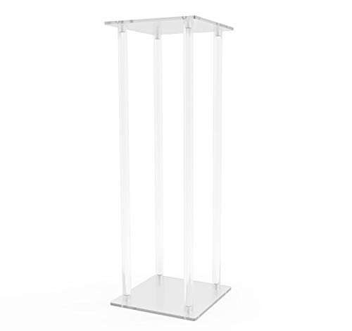 9 L X 9 W X 24" Tall Clear Acrylic Riser Transparent Plexiglass Pedestal Table Display Podium Glorifier Riser Stand Centerpiece Flower Sculputure Merchandise Lamp Book Stand 10043