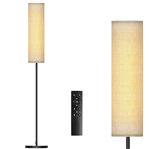 Tedgor Floor Lamp for Living Room, Adjustable LED Floor Lamp with Remote Control, Tall Modern Standing Lamp with Beige Lamp Shade, 12W LED Soft Light for Bedroom,Reading, Study Room Black