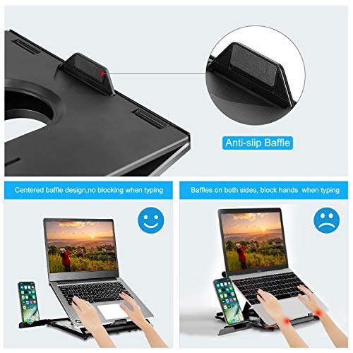 naspaluro Foldable Laptop Stand, Portable Adjustable Ventilated Notebook Stand with Foldable Legs & Phone Holders, Space-Saving Desktop Riser for Notebooks,Tablets,e Readers, Smart Phones and Books