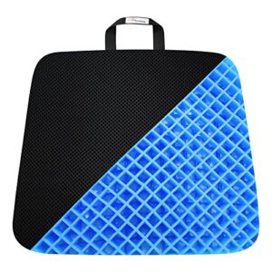 gel seat cushion double thick gel chair cushion for pressure relief 1.8in thick portable seat cushion with breathable cooling gel non-slip cover for long sitting home office chair wheelchair cushion