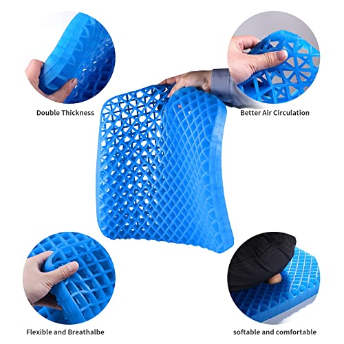 Gel Seat Cushion Double Thick Gel Chair Cushion for Pressure Relief 1.8in Thick Portable Seat Cushion with Breathable Cooling Gel Non-Slip Cover for Long Sitting Home Office Chair Wheelchair Cushion