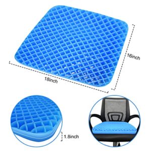 Gel Seat Cushion Double Thick Gel Chair Cushion for Pressure Relief 1.8in Thick Portable Seat Cushion with Breathable Cooling Gel Non-Slip Cover for Long Sitting Home Office Chair Wheelchair Cushion