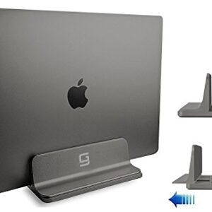 Vertical Laptop Stand for Desk [Adjustable] Sturdy Aluminum Dock Fits All Laptops (up to 20.3 inches) Space Saving, Modern Compact Holder, Compatible with MacBook Pro/Air, Surface, HP, Dell (Gray)