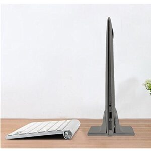 Vertical Laptop Stand for Desk [Adjustable] Sturdy Aluminum Dock Fits All Laptops (up to 20.3 inches) Space Saving, Modern Compact Holder, Compatible with MacBook Pro/Air, Surface, HP, Dell (Gray)