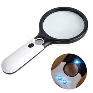 magnifying glass with light,extra large shatterproof lightweight magnifier with strong led lights for kids & seniors for classroom science projects, reading, soldering, inspection, coins, jewelry