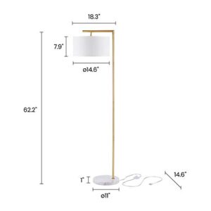 Archiology Floor Lamp - Gold Floor Lamp with Marble Base & White Linen Drum Shade ,Modern Floor Lamps for Living Room,Bedrooms, Study Room and Office (62.2’’)