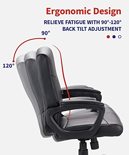 CLATINA Mid Back Leather Office Executive Chair with Lumbar Support and Padded Armrestes Swivel Adjustable Ergonomic Design for Home Computer Desk 4 Pack