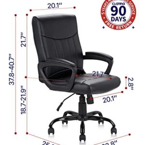 CLATINA Mid Back Leather Office Executive Chair with Lumbar Support and Padded Armrestes Swivel Adjustable Ergonomic Design for Home Computer Desk 4 Pack