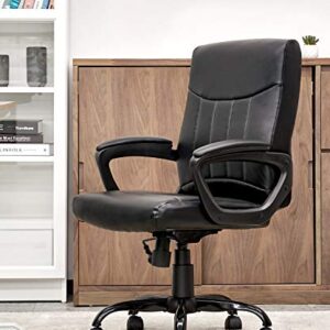 CLATINA Mid Back Leather Office Executive Chair with Lumbar Support and Padded Armrestes Swivel Adjustable Ergonomic Design for Home Computer Desk 4 Pack