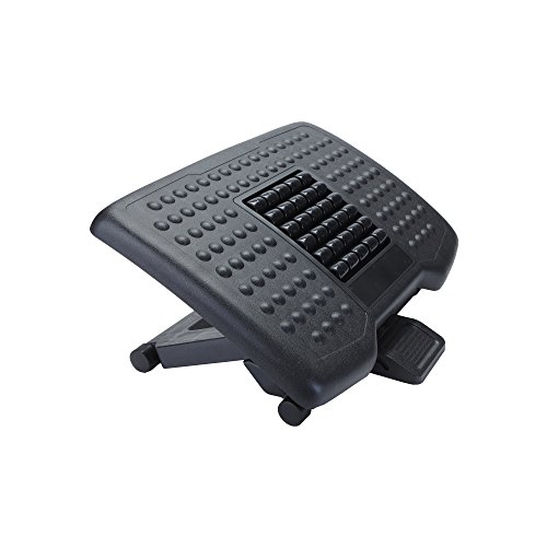 Mind Reader Adjustable Height Ergonomic Foot Rest with Massage Rollers, Black