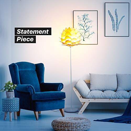 Brightech Artichoke LED Floor Lamp, Great Living Room Décor, Modern Lamp for Living Rooms & Offices, Bohemian Standing Lamp for Bedroom Reading, Tall Lamp with Multi-Panel Wooden Shade