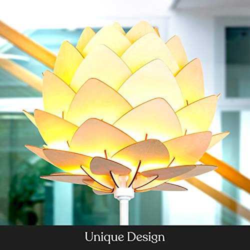 Brightech Artichoke LED Floor Lamp, Great Living Room Décor, Modern Lamp for Living Rooms & Offices, Bohemian Standing Lamp for Bedroom Reading, Tall Lamp with Multi-Panel Wooden Shade