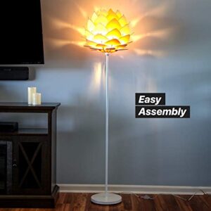 Brightech Artichoke LED Floor Lamp, Great Living Room Décor, Modern Lamp for Living Rooms & Offices, Bohemian Standing Lamp for Bedroom Reading, Tall Lamp with Multi-Panel Wooden Shade