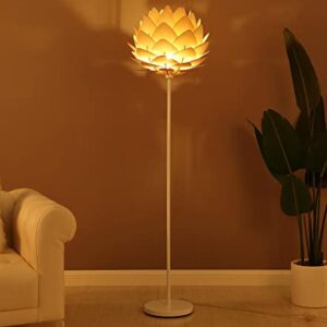 Brightech Artichoke LED Floor Lamp, Great Living Room Décor, Modern Lamp for Living Rooms & Offices, Bohemian Standing Lamp for Bedroom Reading, Tall Lamp with Multi-Panel Wooden Shade