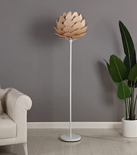 Brightech Artichoke LED Floor Lamp, Great Living Room Décor, Modern Lamp for Living Rooms & Offices, Bohemian Standing Lamp for Bedroom Reading, Tall Lamp with Multi-Panel Wooden Shade