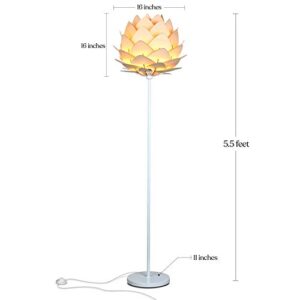 Brightech Artichoke LED Floor Lamp, Great Living Room Décor, Modern Lamp for Living Rooms & Offices, Bohemian Standing Lamp for Bedroom Reading, Tall Lamp with Multi-Panel Wooden Shade