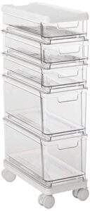 idesign the sarah tanno collection 5-drawer stacking cosmetic organizer cart, clear and white