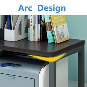 TMUCUNG Printer Stand Desktop Stand for Printer 3-Tier Multifunction Storage Book Shelf Floor Printer Table Space Organizer Perfect for Office Living Room Kitchen(Black)