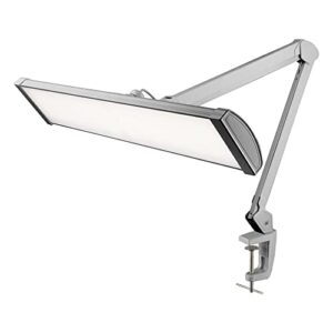 neatfi ultra 3,500 lumen led desk lamp, 45w, 26 inch wide metal shade, 270 smd leds (non-cct with clamp, silver)