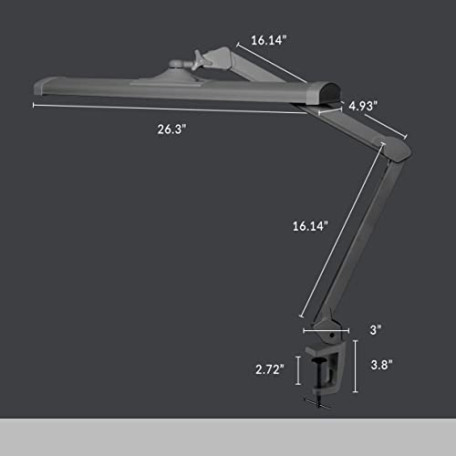 Neatfi Ultra 3,500 Lumen LED Desk Lamp, 45W, 26 Inch Wide Metal Shade, 270 SMD LEDs (Non-CCT with Clamp, Silver)