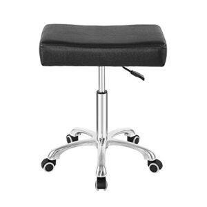 nazalus rolling swivel stool height adjustable with wheels heavy duty for office home desk counter salon (black) (black, without footrest)